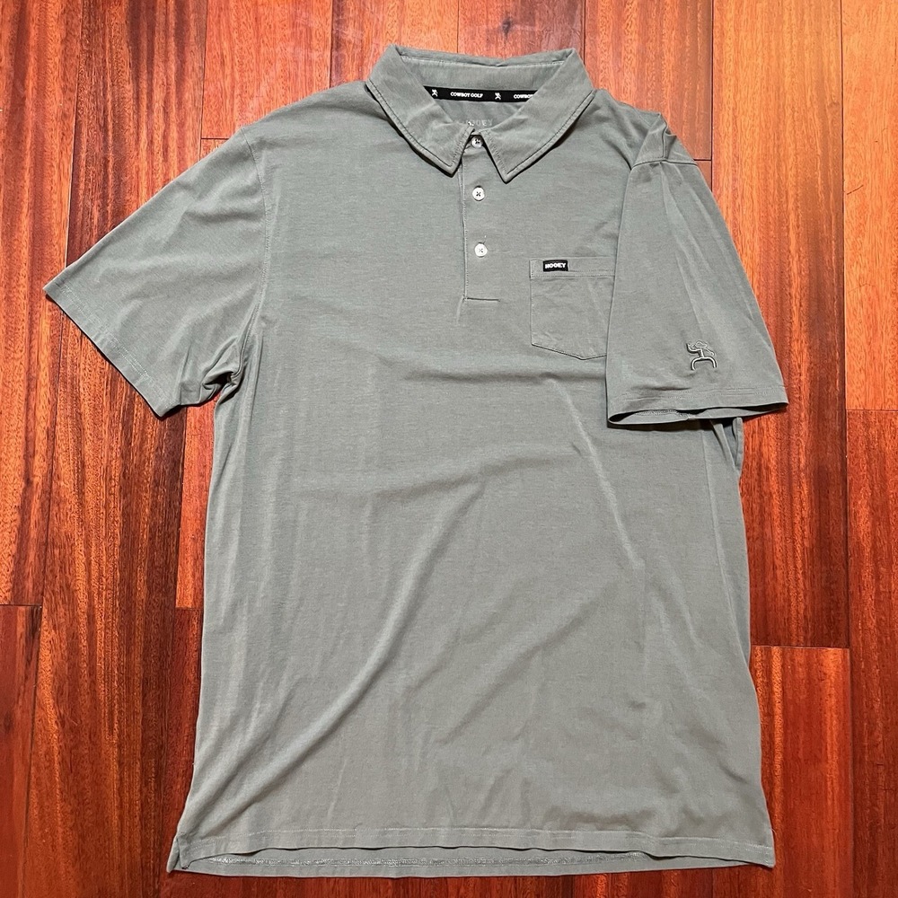 Hooey Cowboy Golf Polo Shirt Mens Medium Olive Green Bamboo Stretch Casual